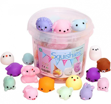 Squishy Cute Animal Tub Mochi Buddies Squishies - 18 Pieces