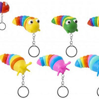 Rainbow Wriggle Slug Caterpillar Puzzle Teaser Fidget Sensory Tactile Keyring Toy