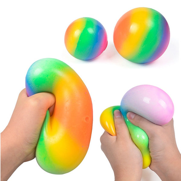 Large Rainbow Squishy Stress Ball Sensory Fidget Stress balls Knead Squeeze