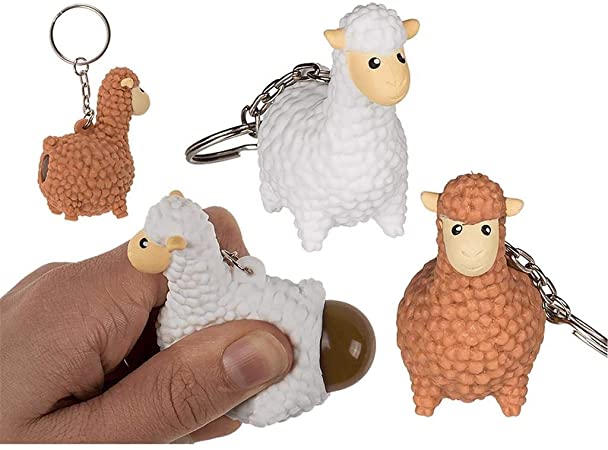 Squeezy Poo Cute Llama Alpaca Animal Squishy Key Ring Tactile Sensory Fidget Toy