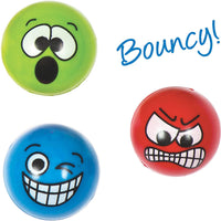 Funky Face Soft And Squeezy High Bounce Balls X 6