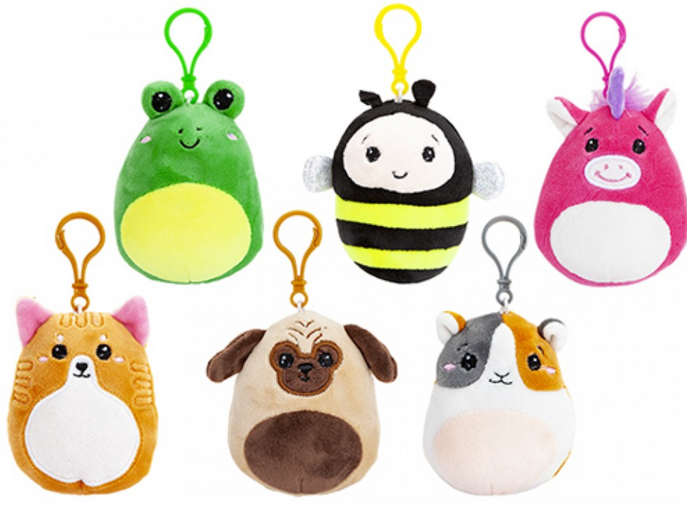9cm Oh So Soft Super Squishy Plush Sensory Toy Clip On Keyring Animals - Series 1