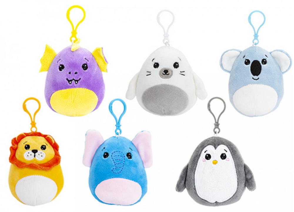 9cm Oh So Soft Super Squishy Plush Sensory Toy Clip On Keyring Animals - Series 2