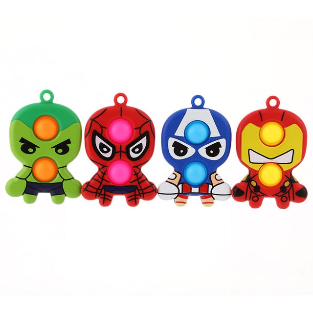 Marvel Super Heroes Dimple Sensory Fidget Toy - Push Pop Keychain - Hulk Iron Man Captain America
