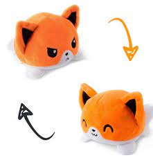 Cute Kawaii Reversible Flip Plush Mood Cat - Orange