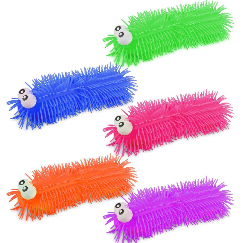 Large Bog Eyed Bugglies Puffer Squishy Tactile Stretchy Caterpillar Worm Fidgit Toy